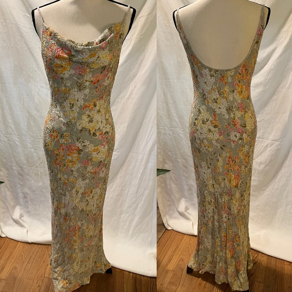 Vintage Y2K beaded cowl gown 🤍